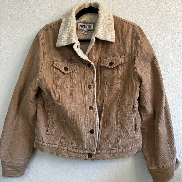 Vintage 90s MARVIN RICHARDS Corduroy Chore Jacket Medium Sherpa Lined (READ) - Picture 1 of 13